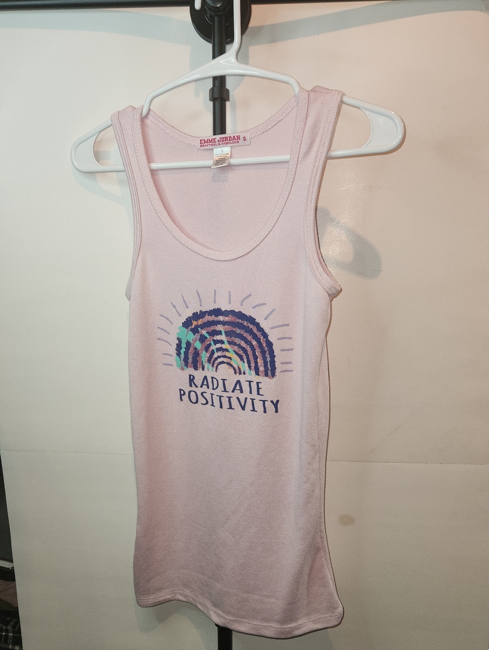 Jordan Pink Girls' Tank Top with Rainbow 'Radiate Positivity' Graphic 0030